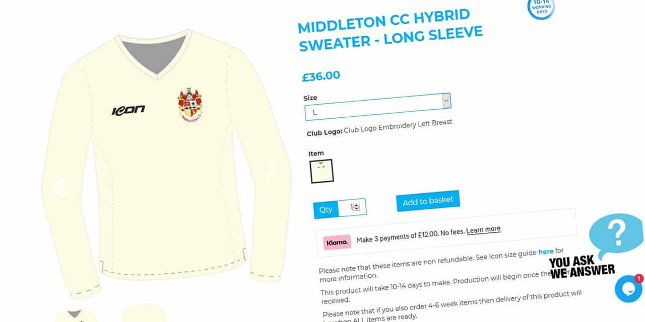 Middleton Cricket Club merchandise and kit