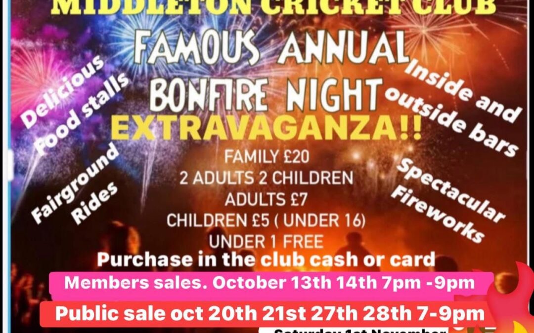 MCC Bonfire Night Sat 1st Nov 2025